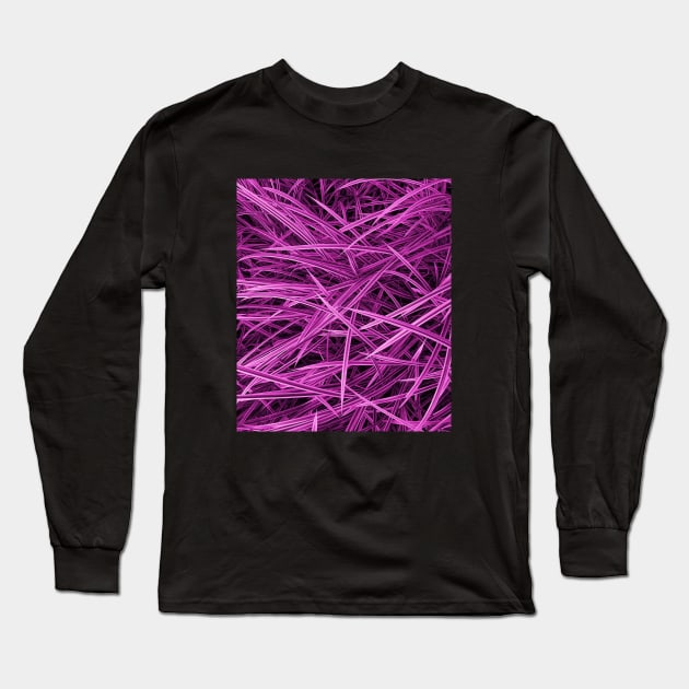 Black pink neon needles pattern - Abstract photography Long Sleeve T-Shirt by ArtByMe